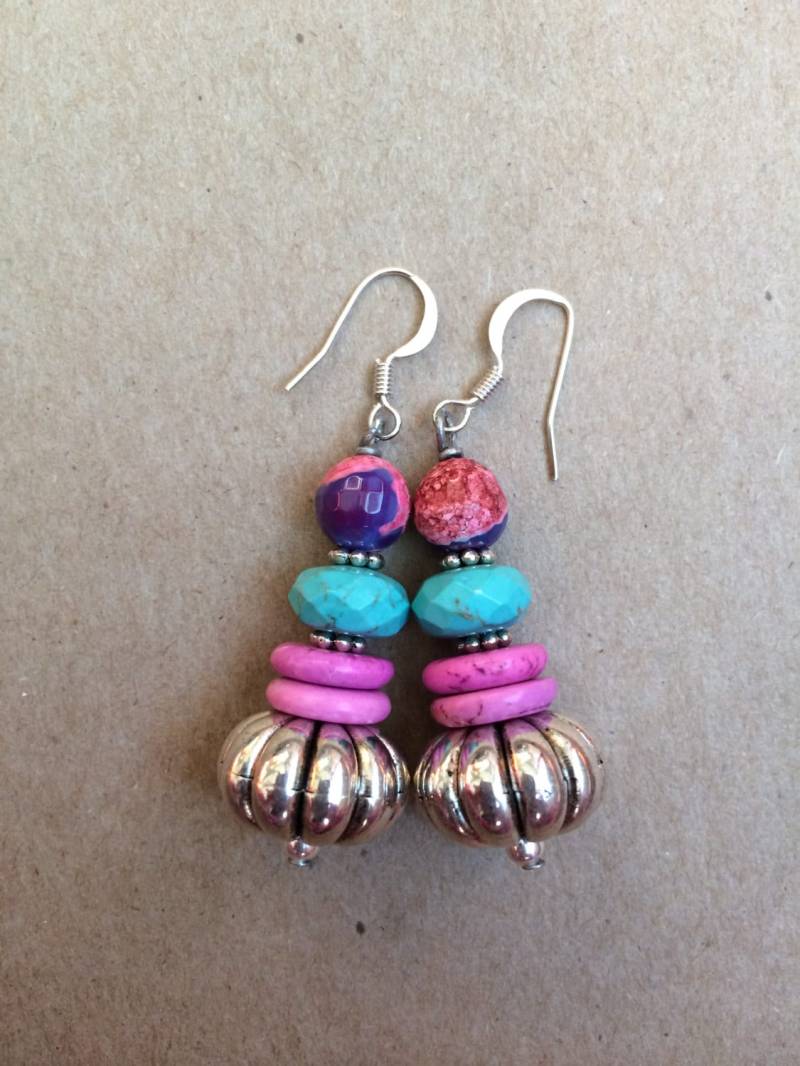 Silberne Kürbis Türkis Ohrringe von AdornMeNow