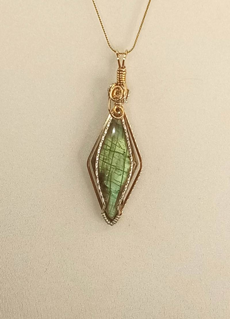 Marquis Labradorit Hand Cut Verdrahtet 14K Gold Gefüllt Sterling Silber Aqua Blau von AdornMeantForYou