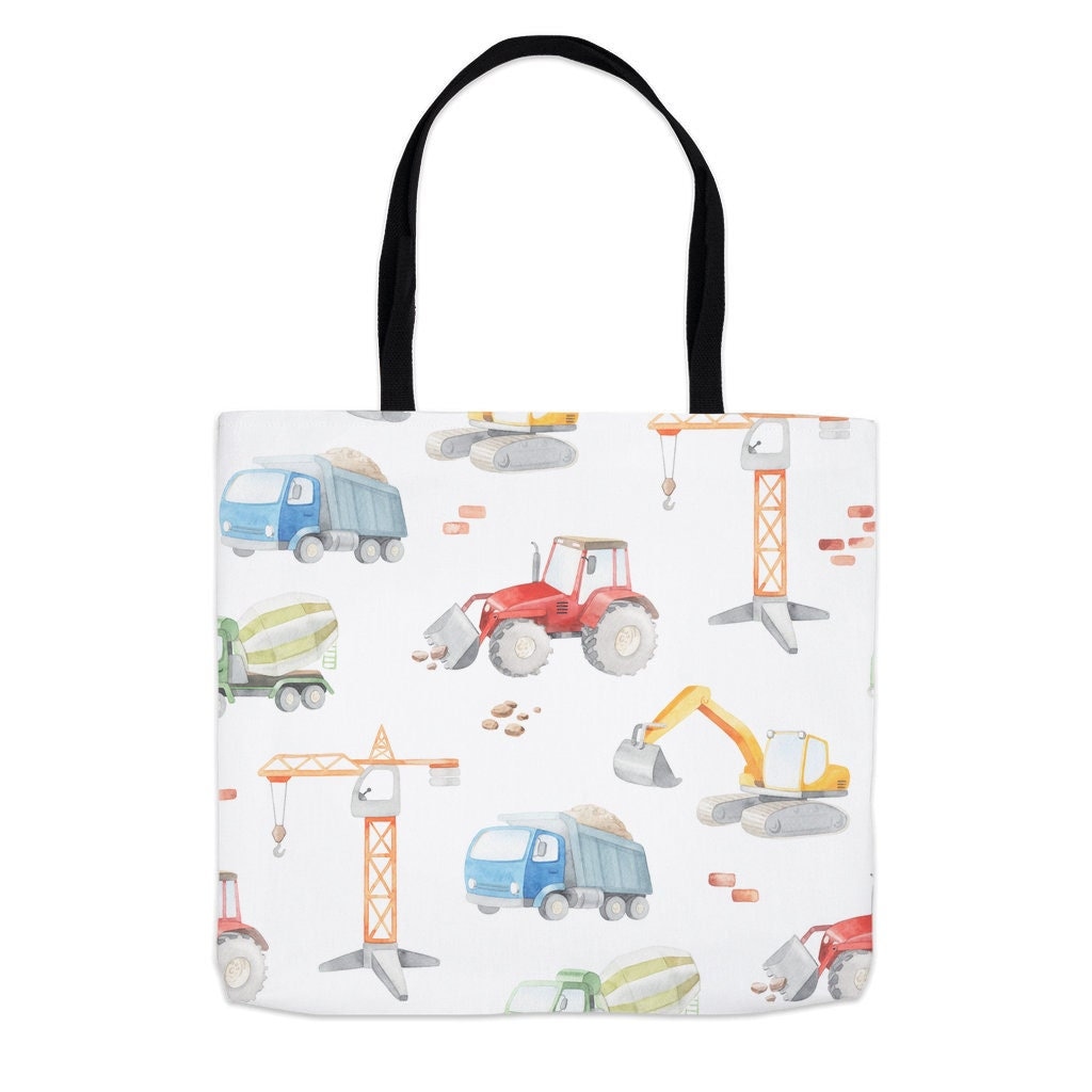 Bautüte, Kindertasche, Buchtasche, Kit-Tasche, Bibliothekstasche, Kindergartentasche, Windeltasche, Kipper, Bagger Kranbagger von AdornMyWorld