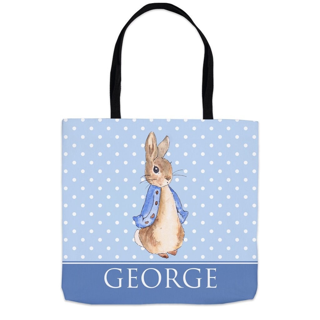 Personalisierte Peter Rabbit Tragetasche, Mit Namen, Baby Shower Geschenk, Kinderbuchtasche, Kindergartentasche, Kinderzimmertasche von AdornMyWorld