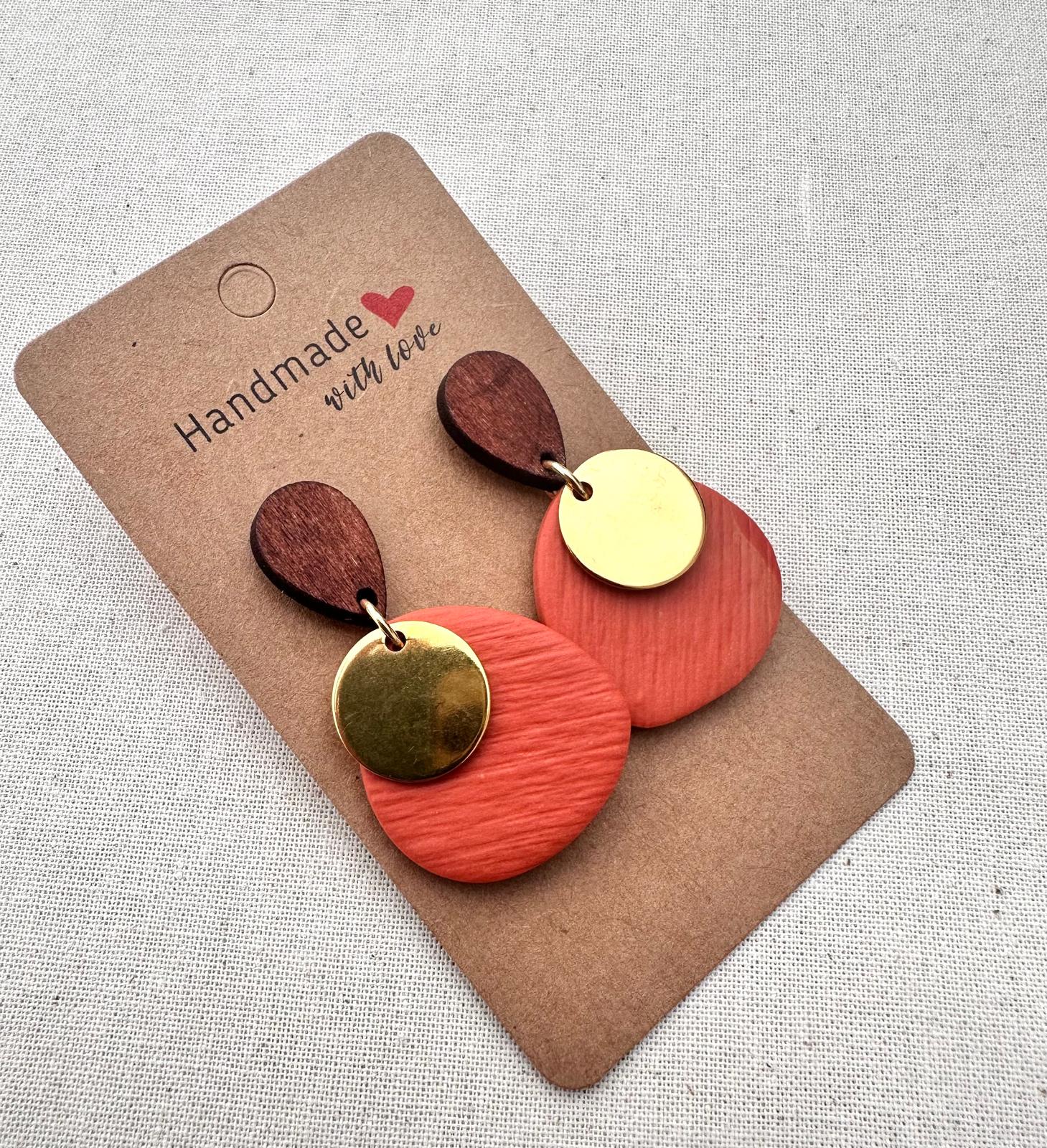statement Wood & Gold Circle Earrings - Handmade Lightweight Polymer Clay Modern Geometric Dangle Jewelry statement Wood & Gold Circle Earrings - Handmade Lightweight Polymer Clay Modern Geometric Dangle Jewelry von AdornaJewelryDesigns