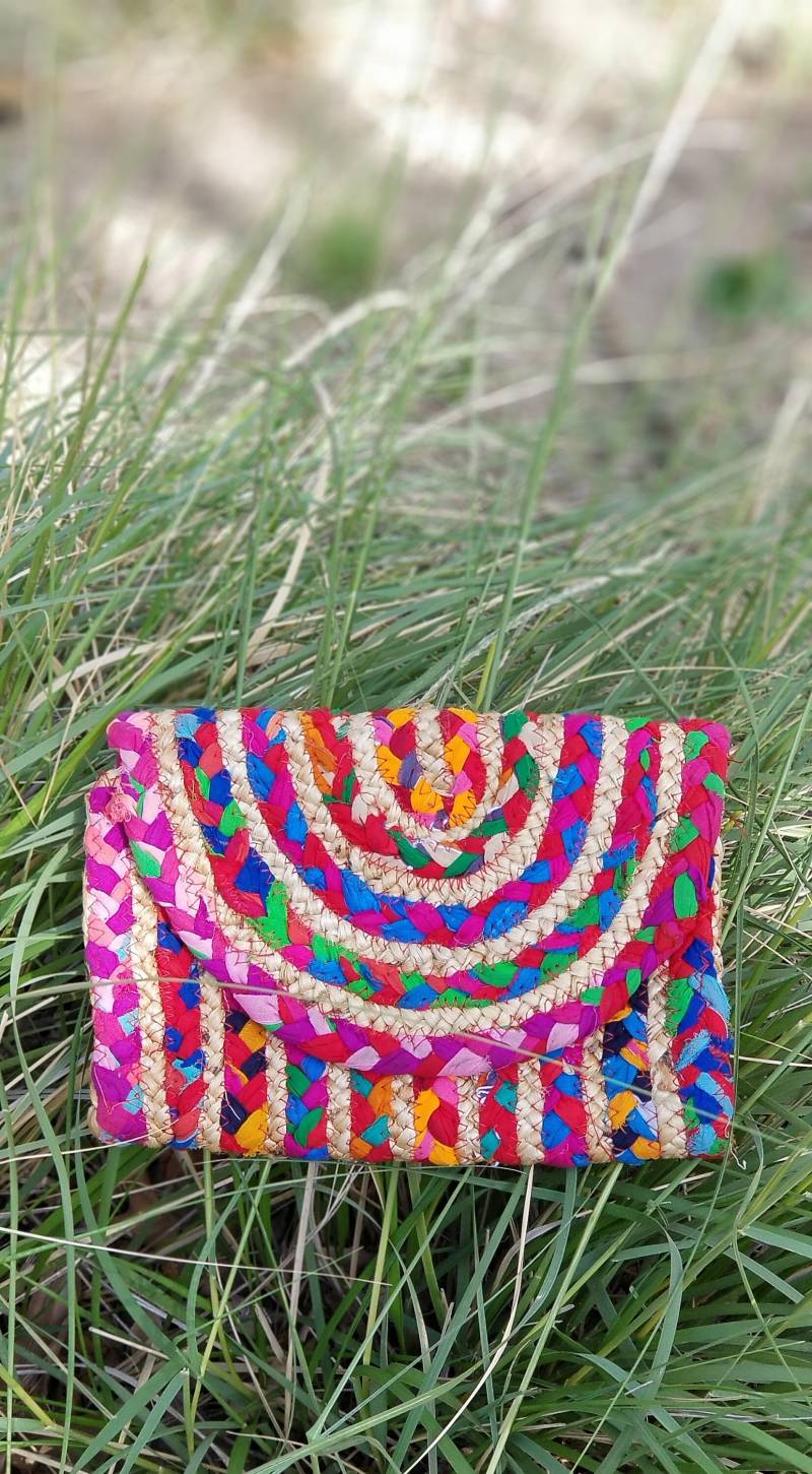 Jute Und Baumwolle Patti Pouch, Kupplung, Tasche Jute Und Baumwolle Patti Pouch, Kupplung, Tasche von AdornedOutland