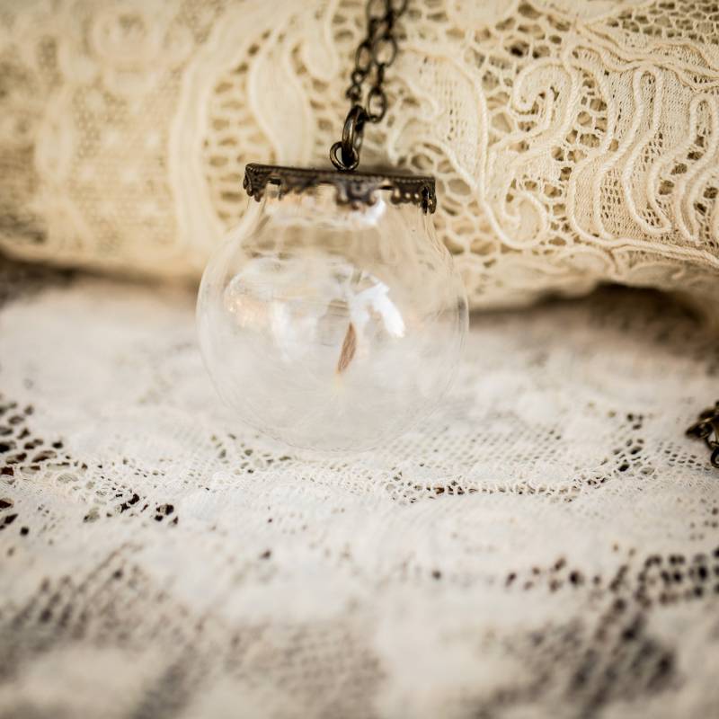 Große Löwenzahnsamen | Wishies Halskette in Einer Hohlen Glaskugel von AdornedbyAisha