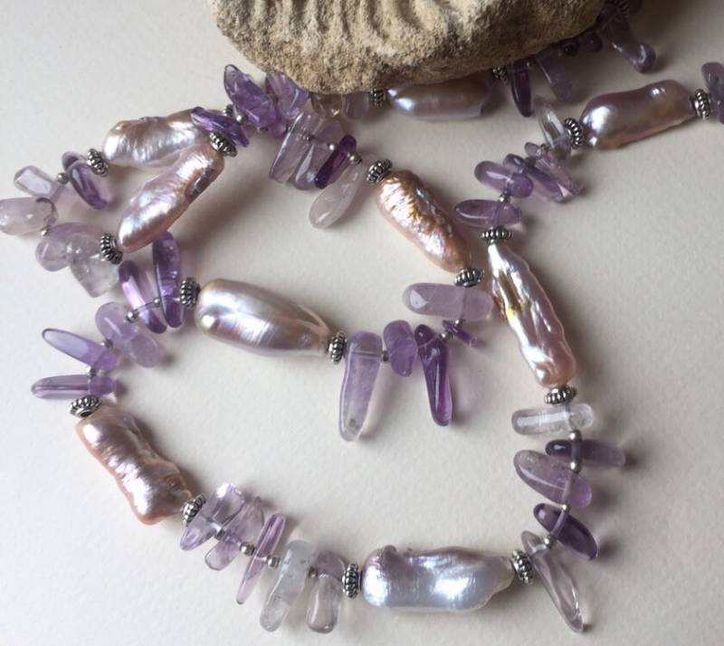 Luxuriöses Collier Aus Amétrin Und Perlen von AdornmentsToAdore