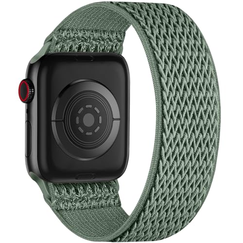 Adorve Geflochtenes Solo-Loop-Armband, kompatibel mit Apple Watch, 38 mm, 40 mm, 41 mm, 42 mm, 44 mm, 45 mm, 49 mm, für Damen und Herren, weiches, dehnbares Nylon-Sportarmband für iWatch SE Serie von Adorve