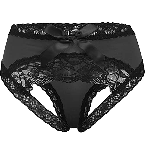 Adove Damen Sexy Spitzen-Höschen mit Schleife, Nachtwäsche, Hipster-Unterwäsche, schwarz, Small von Adove