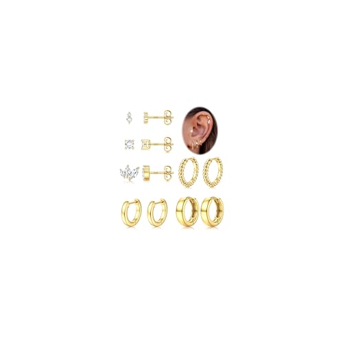 ADRAMATA 6 Paare Sterling Silber Ohrringe für Damen CZ Stecker & Ohrringe Set von Adramata