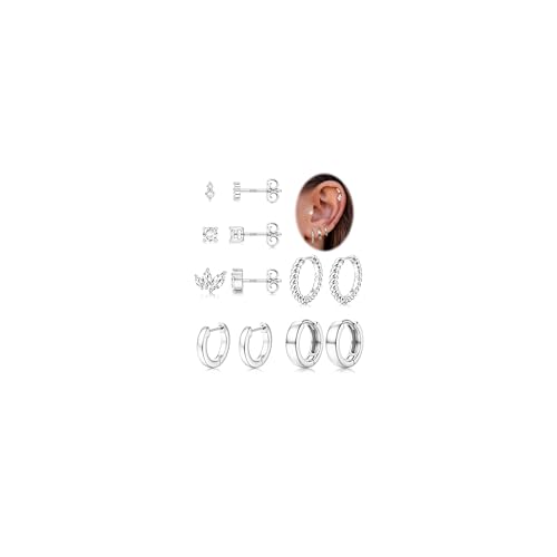 ADRAMATA 6 Paare Sterling Silber Ohrringe für Damen CZ Stecker & Ohrringe Set von Adramata