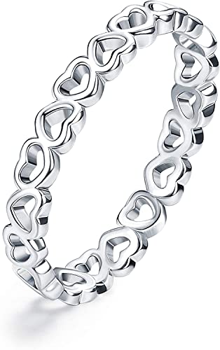 Adramata 925 Sterling Silber Herz Ringe Band Stapelbare Ringe für Damen Süßes Ring Herz Verlobungsringe für Paare Liebesversprechen Ringe Schmuck von Adramata