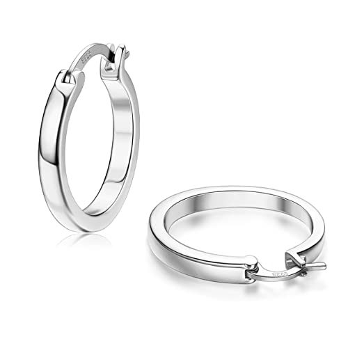 ADRAMATA Silber Creolen für Damen Herren 14K Vergoldete Huggie Creolen Ohrring Hypoallergene Creolen für Damen Silber-15MM von Adramata