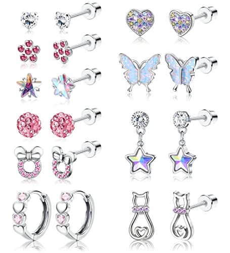 Adramata Chirurgenstahl Ohrringe - Hypoallergen CZ Schraubverschluss Damen/Mädelometers luchar Set für KInder von Adramata