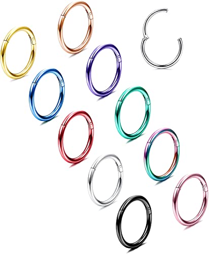 Adramata 10 Stück 16-18G Nose Piercing Nasenringe Helix Knorpel Daith Creolen für Frauen Männer Septum Tragus Sleeper Conch Piercing Ohrring Set 8-12MM Adramata 10 Stück 16-18G Nose Piercing Nasenringe Helix Knorpel Daith Creolen für Frauen Männer Septum Tragus Sleeper Conch Piercing Ohrring Set 8-12MM von Adramata