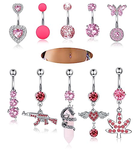 Adramata 10Pcs 14G Bauchnabelpiercing Chirurgenstahl Herz Schmetterling Bauchnabelpiercing Hängend Set Piercing Bauchnabel Rosa Blau Bauchnabelpiercing Ring Körper Piercing Schmuck Sommer Strand Adramata 10Pcs 14G Bauchnabelpiercing Chirurgenstahl Herz Schmetterling Bauchnabelpiercing Hängend Set Piercing Bauchnabel Rosa Blau Bauchnabelpiercing Ring Körper Piercing Schmuck Sommer Strand von Adramata