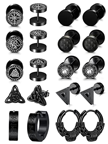 Adramata 10 Paare ohrringe herren Edelstahl 10mm Vikings Ohrstecker Helix Piercings Wikinger Ohrringe Set Creolen Ohrstecker Ohrschmuck,b von Adramata