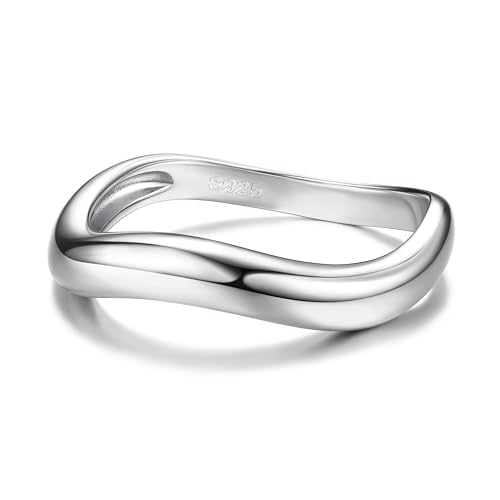 Adramata Ring Silber 925 Damen 14K Vergoldet Verlobungsring Eheringe Engagement Ringe Frauen Gewellter Stapeln Daumenring Einfache Band Ring, Gold/Silber Versprechen Ringe Schmuckgeschenke,S10 Adramata Ring Silber 925 Damen 14K Vergoldet Verlobungsring Eheringe Engagement Ringe Frauen Gewellter Stapeln Daumenring Einfache Band Ring, Gold/Silber Versprechen Ringe Schmuckgeschenke,S10 von Adramata