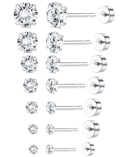 ADRAMATA 7 Paar Threadless Ohrstecker Chirurgenstahl Ohrringe Set für Damen Herren 2-8mm Zirkonia Knorpelohrringe 18K Gold Ohrstecker für Tragus Daith Helix Ohrpiercing Flache Rückseite Ohrringe,AS ADRAMATA 7 Paar Threadless Ohrstecker Chirurgenstahl Ohrringe Set für Damen Herren 2-8mm Zirkonia Knorpelohrringe 18K Gold Ohrstecker für Tragus Daith Helix Ohrpiercing Flache Rückseite Ohrringe,AS von Adramata