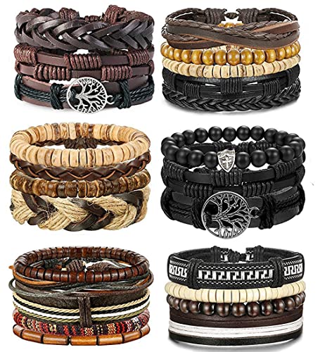 Adramata 24 Stück geflochtene Lederarmbänder für Männer Frauen Punk Goth Vintage Armband verstellbare coole Ledermanschettenarmbänder von Adramata
