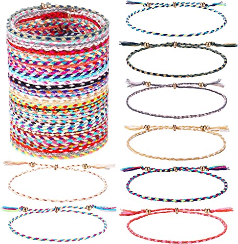 Adramata 35 Pcs Freundschaftsarmband für Damen Herren Verstellbar Gewebt Freundschaftsbänder Geflochtenes Schnurarmband Bunt Handgefertigt Seil Freundschaft Armband Set Sommer Strand Boho Armbänder von Adramata