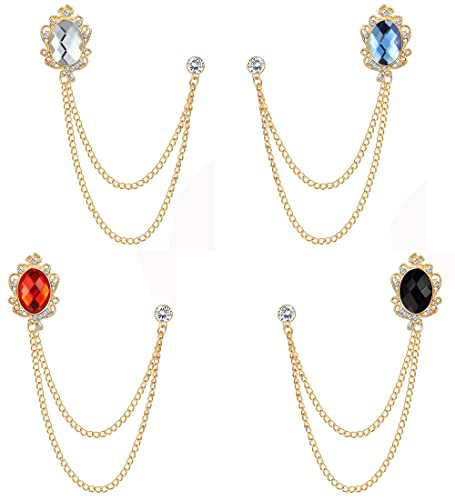ADRAMATA 4 STK Brosche Anstecknadel Kette für Herren Kragennadeln Abzeichen Kettennadel für Hemden Edelstein Krawattennadeln für Damen Herren Anzug Accessoires für Herren von Adramata
