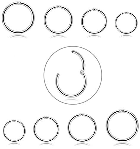 Adramata 8 Stücke 6-12mm Edelstahl 16g 18g Knorpel Creolen für Männer Frauen Nasenring Helix Septum Couch Daith Lip Tragus Piercing Schmuck Set von Adramata