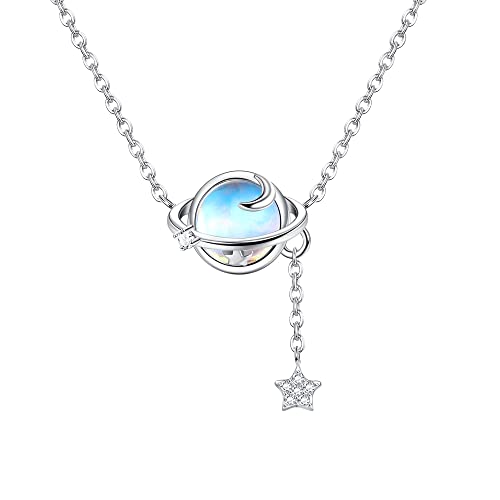 Adramata 925 Silber Halskette für Damen Mondstein Anhänger Halskette Silber Kette Damen Freundschaftskette Geschenke für Sie Muttertagsgeschenke Geschenke für Freundin Geschenke für Frauen von Adramata