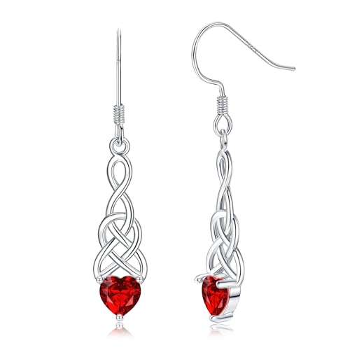 Adramata Silber 925 Ohrringe Hängend - Geburtsstein Vintage Keltische Knoten Herz Tropfen Statement Anhänger - Geschenke für Frauen Adramata Silber 925 Ohrringe Hängend - Geburtsstein Vintage Keltische Knoten Herz Tropfen Statement Anhänger - Geschenke für Frauen von Adramata