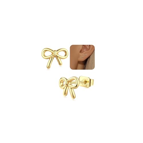 Adramata Ohrring Silber 925 für Damen Mädchen Hypoallergene Ohrstecker Zierliche Seestern Schleife Kreuz Ohrringe Stecker für Damen Helix Knorpel Piercing Silber/Gold Ohrstecker von Adramata