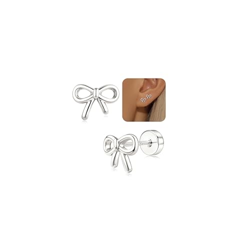 Adramata Ohrring Silber 925 für Damen Mädchen Hypoallergene Ohrstecker Zierliche Seestern Schleife Kreuz Ohrringe Stecker für Damen Helix Knorpel Piercing Silber/Gold Ohrstecker von Adramata