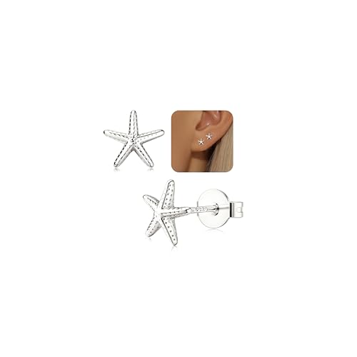 Adramata Ohrring Silber 925 für Damen Mädchen Hypoallergene Ohrstecker Zierliche Seestern Schleife Kreuz Ohrringe Stecker für Damen Helix Knorpel Piercing Silber/Gold Ohrstecker von Adramata