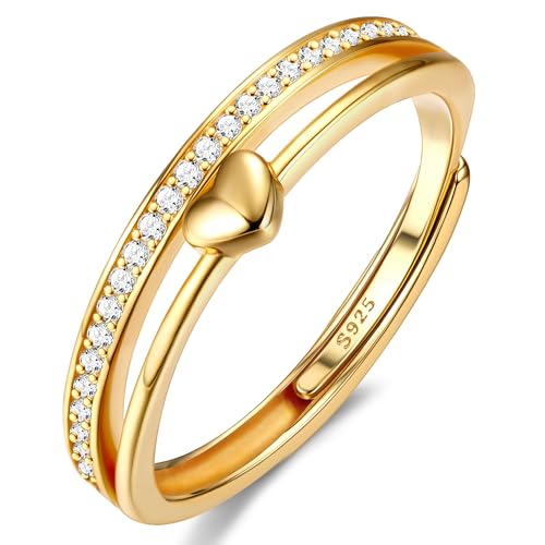 Adramata Ring Silber 925 Damen Verstellbar Herzring Stapeln Daumenring Eheringe Silber 925 Verlobungsring Promise Ring Engagement Ringe Frauen Rosegold Band Ring Gold Silber Ring für Damen Schmuck Adramata Ring Silber 925 Damen Verstellbar Herzring Stapeln Daumenring Eheringe Silber 925 Verlobungsring Promise Ring Engagement Ringe Frauen Rosegold Band Ring Gold Silber Ring für Damen Schmuck von Adramata