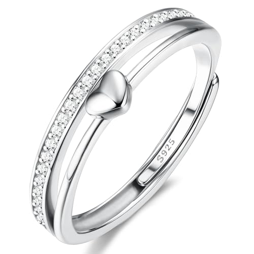 Adramata Ring Silber 925 Damen Verstellbar Herzring Stapeln Daumenring Eheringe Silber 925 Verlobungsring Promise Ring Engagement Ringe Frauen Rosegold Band Ring Gold Silber Ring für Damen Schmuck Adramata Ring Silber 925 Damen Verstellbar Herzring Stapeln Daumenring Eheringe Silber 925 Verlobungsring Promise Ring Engagement Ringe Frauen Rosegold Band Ring Gold Silber Ring für Damen Schmuck von Adramata