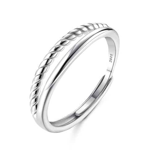 Adramata Ring Silber 925 Damen Verstellbar Drehring Stapeln Daumenring Eheringe Verlobungsring Engagement Ringe Frauen Band Ring Gold Rosegold Silber Ring für Damen Geschenke für Frauen mit Box Adramata Ring Silber 925 Damen Verstellbar Drehring Stapeln Daumenring Eheringe Verlobungsring Engagement Ringe Frauen Band Ring Gold Rosegold Silber Ring für Damen Geschenke für Frauen mit Box von Adramata