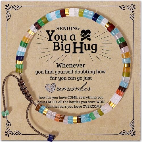 Adramata Perlen Armband für Damen Herren Handgefertigte Naturstein Armbänder Verstellbare Boho Kristall Armband Frauen Freundschaftsarmband Schmuck Motivierende Geschenke von Adramata