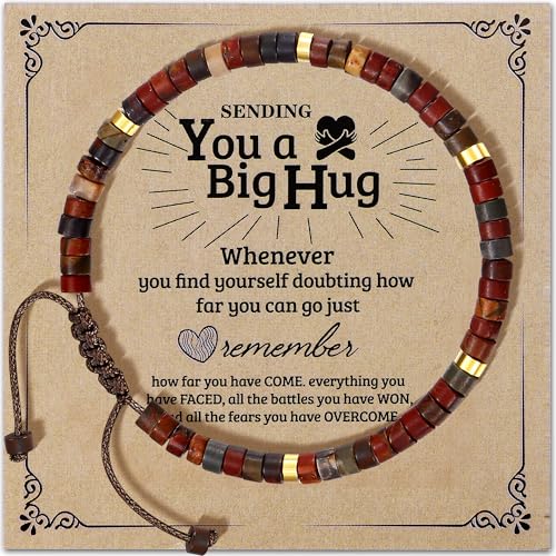 Adramata Perlen Armband für Damen Herren Handgefertigte Naturstein Armbänder Verstellbare Boho Kristall Armband Frauen Freundschaftsarmband Schmuck Motivierende Geschenke von Adramata