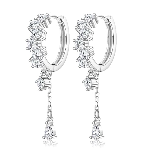 Adramata Damen Ohrringe Silber 925 Hängend Creolen Mit Anhänger Statement Tropfen Quaste Kette Ohrhänger Klein Rosegold Gold Silber Frauen Adramata Damen Ohrringe Silber 925 Hängend Creolen Mit Anhänger Statement Tropfen Quaste Kette Ohrhänger Klein Rosegold Gold Silber Frauen von Adramata