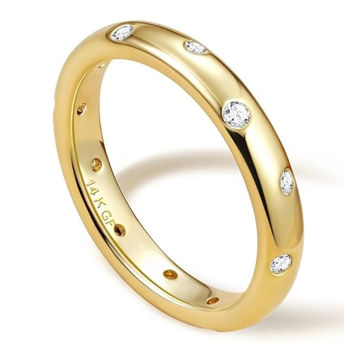 Adramata Ringe Frauen 14 Karat Gold Gefüllte Ring Damen Stapelbarer Daumenring Dünner Fingerring CZ Statement Ring Bandring Verlobungsring Eheringe Engagement Ring für Damen von Adramata
