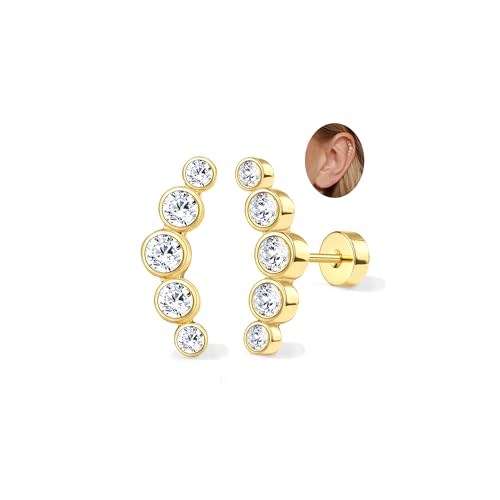 Adramata 2Pcs Helix Piercings Chirurgenstahl Ohrringe für Damen 16G Tragus Piercing Innengewinde Knorpel Ohrringe Ohrstecker Hypoallergen Piercing Ohr Tragus Conch Helix Piercing Gold Silber von Adramata