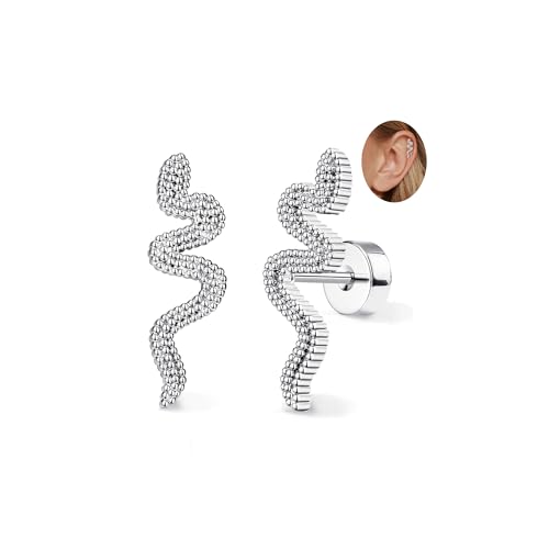 Adramata 2Pcs Helix Piercings Chirurgenstahl Ohrringe für Damen 16G Tragus Piercing Innengewinde Knorpel Ohrringe Ohrstecker Hypoallergen Piercing Ohr Tragus Conch Helix Piercing Gold Silber von Adramata