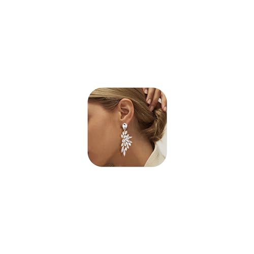 Adramata Hängend Strass Ohrringe für Damen - Lang Statement Boho Kristall Teardrop Braut Tropfen Schmuck - Hochzeit Brautjungfern Geschenke für Frauen, E von Adramata
