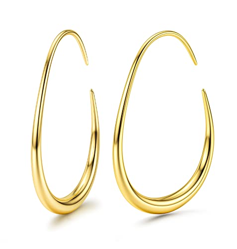 Adramata Ohrringe Creolen für Frauen Leichte 14k Vergoldet Große Ovale Gold Ohrringe Baumeln Geschenk für Frauen von Adramata