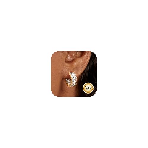 Adramata Ohrringe Silber 925 Creolen Ohrringe für Damen CZ Brilliant Ohrringe Creolen 18K Vergoldete Ohrringe Hypoallergen Klein Creolen Gold Ohrringe Creolen Silber Ohrringe Damen von Adramata