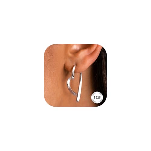 Adramata Ohrringe Silber 925 Herz Creolen Ohrringe für Damen Mädchen 14K Vergoldete Herz Ohrringe Hängend Klein Creolen Rosegold Gold Ohrringe Creolen Silber Ohrringe Damen von Adramata