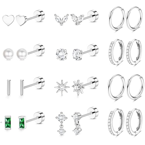 Adramata 12 Paar Ohrringe Damen Gold/Silber Medizinische Ohrstecker Creolen Klein Ohrstecker Chirurgenstahl Ohrring Set Damenohrringe Piercing Ohr Tragus Piercing Helix Piercings Ohrringe Gold Silber Adramata 12 Paar Ohrringe Damen Gold/Silber Medizinische Ohrstecker Creolen Klein Ohrstecker Chirurgenstahl Ohrring Set Damenohrringe Piercing Ohr Tragus Piercing Helix Piercings Ohrringe Gold Silber von Adramata
