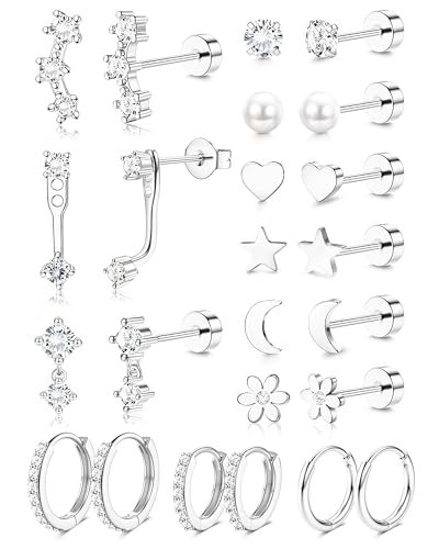 ADRAMATA 12 Paar Ohrringe Goldene Damen Chirurgenstahl Ohrringe für Herren Medizinische Ohrstecker Creolen für Mehrfachpiercing Helix Tragus Piercing Ohr (Gold/Silber) von Adramata