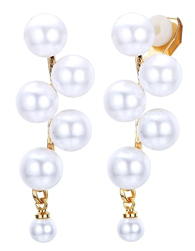 Adramata Perlen Ohrclips für Damen Lange Baumelnde Perlen Clip Ohrringe Silber Tropfen Perlenohrringe Hochzeitsohrringe Ohrclips Damen Ohne Ohrlöcher,3 Adramata Perlen Ohrclips für Damen Lange Baumelnde Perlen Clip Ohrringe Silber Tropfen Perlenohrringe Hochzeitsohrringe Ohrclips Damen Ohne Ohrlöcher,3 von Adramata
