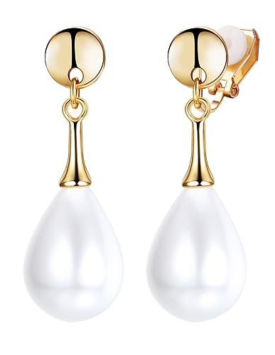 Adramata Perlen Ohrclips für Damen Lange Baumelnde Perlen Clip Ohrringe Silber Tropfen Perlenohrringe Hochzeitsohrringe Ohrclips Damen Ohne Ohrlöcher,4 Adramata Perlen Ohrclips für Damen Lange Baumelnde Perlen Clip Ohrringe Silber Tropfen Perlenohrringe Hochzeitsohrringe Ohrclips Damen Ohne Ohrlöcher,4 von Adramata