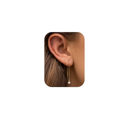 Adramata Perlen Ohrringe für Damen Gold Ohrringe Hängend Perlen Ohrstecker Creolen Ohrringe Set 14K Vergoldet Perlenohrringe Baumelnde Perlen Tropfen Ohrringen für Damen Perlen Ohrringe Gold Silber von Adramata