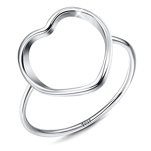 Adramata Ring Silber 925 Damen Einfacher Ring Verstellbarer Kreis Ringe Offener Herz Stern Ring Damen Statement Ringe Minimalistischer Fingerring Damenring Silber Daumen Ringe für Frauen Mädchen von Adramata