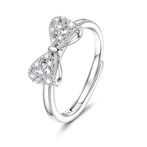 Adramata Ring Silber 925 Damen Verstellbar Silberringe für Damen Stapelbare Infinity Kreuz Ringe Frauen Glänzend Silber Verlobungsring Eheringe Engagement Ring Geschenke für Frauen von Adramata