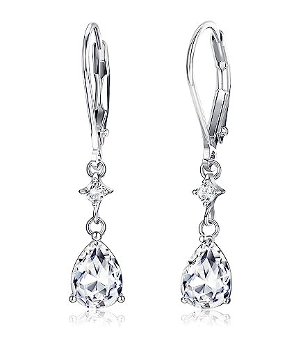 Adramata Damen Ohrringe Silber 925 Hängend - Glänzende CZ Tropfen Ohrringe Modische Blau Mit Anhänger - Geschenke für Frauen Adramata Damen Ohrringe Silber 925 Hängend - Glänzende CZ Tropfen Ohrringe Modische Blau Mit Anhänger - Geschenke für Frauen von Adramata